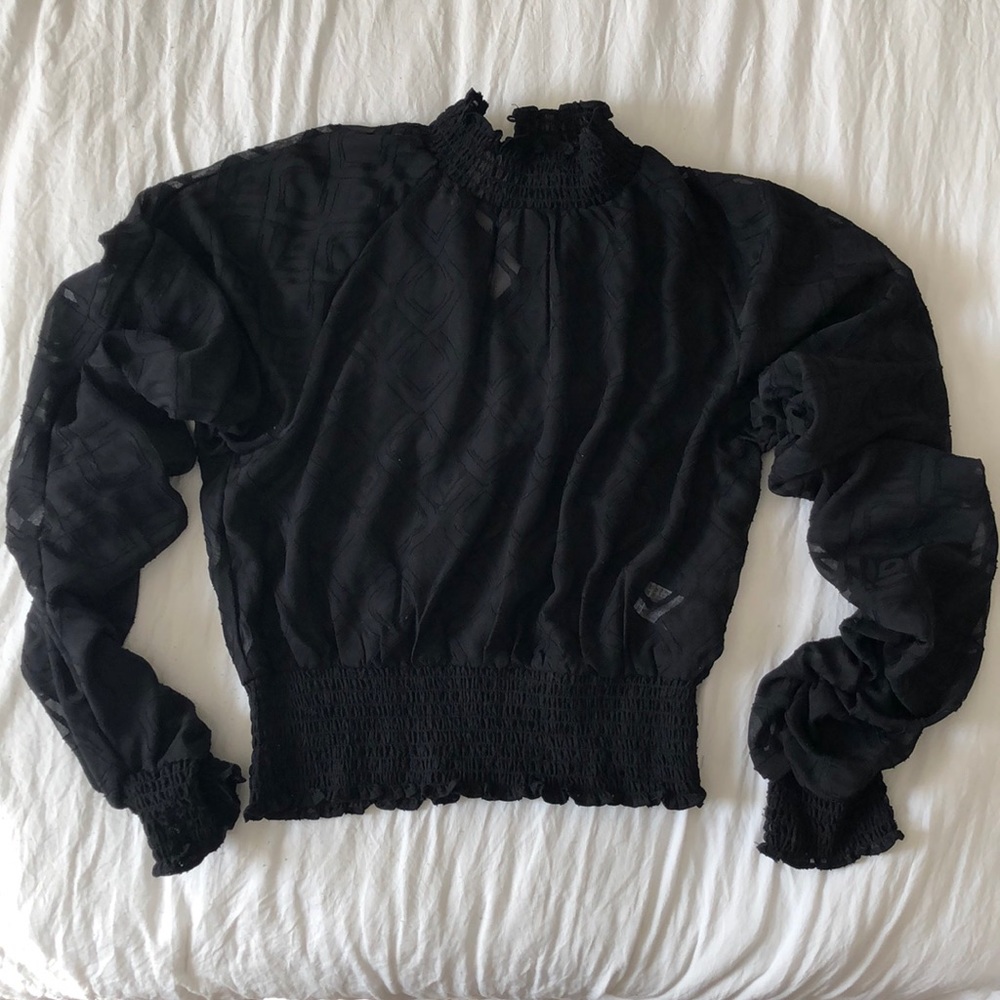 NWT!! Sheer mock neck blouse